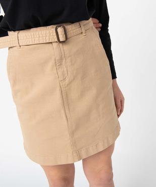 Jupe femme en toile de coton extensible avec ceinture  vue2 - GEMO 4G FEMME - GEMO