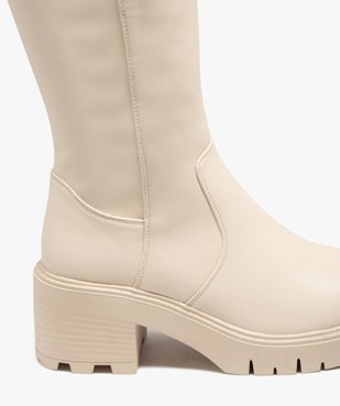 Bottes femme unies à talon large avec tige souple montante  vue6 - GEMO(URBAIN) - GEMO