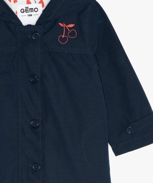Manteau bébé fille zippé, fin, à capuche et doublure imprimée vue2 - GEMO(BEBE DEBT) - GEMO