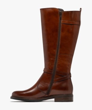 Bottes femme style cavalière dessus en cuir et brides fantaisie - Taneo vue3 - TANEO - GEMO