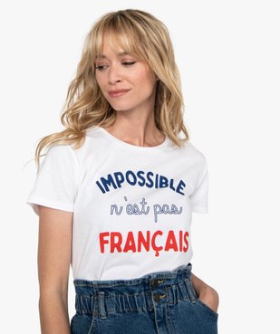 Tee-shirt femme à manches courtes imprimé football vue1 - GEMO(FEMME PAP) - GEMO