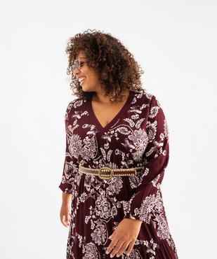 Robe longue à manches longues fluide fleurie femme grande taille vue2 - GEMO 4G GT - GEMO