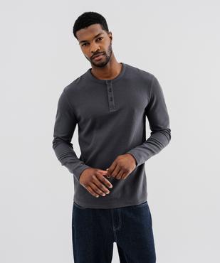 Tee-shirt manches longues avec col tunisien homme vue1 - GEMO 4G HOMME - GEMO