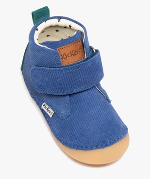 Chaussures premiers pas bébé garçon en cuir velours uni avec scratch - Kickers vue5 - KICKERS - GEMO