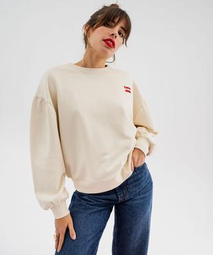 Sweat oversize avec manches froncées femme vue4 - GEMO(FEMME PAP) - GEMO