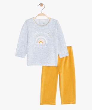 Pyjama bébé fille 2 pièces en velours à imprimé pailleté vue2 - GEMO(BB COUCHE) - GEMO