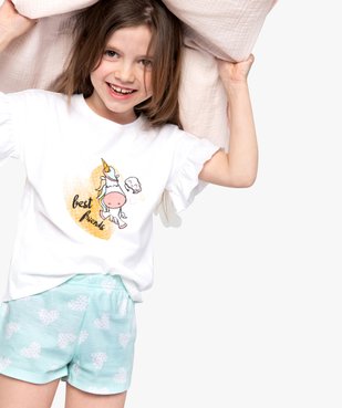 Pyjashort fille avec motif licorne et cœurs vue1 - GEMO (ENFANT) - GEMO