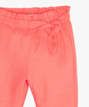 Pantalon bébé fille à taille élastiquée froncée vue2 - GEMO(BEBE DEBT) - GEMO