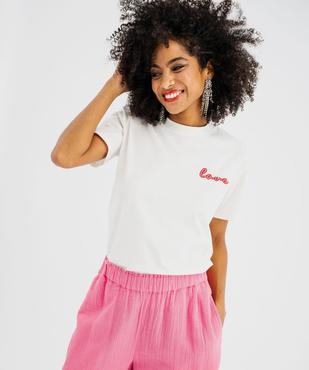 Tee-shirt manches courtes avec broderie Love femme vue1 - GEMO(FEMME PAP) - GEMO