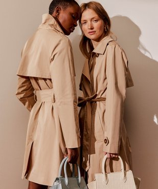 Trench femme court avec ceinture vue1 - GEMO(FEMME PAP) - GEMO