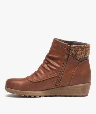 Boots femme confort unies à zip et col chaussette vue3 - GEMO (CONFORT) - GEMO