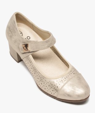 Escarpins femme confort à talon et bride scratch vue5 - GEMO(URBAIN) - GEMO