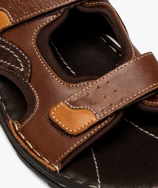 Mules homme dessus en cuir à larges brides à scratch vue6 - GEMO (CASUAL) - GEMO