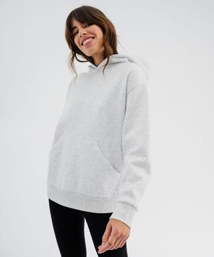 Sweat à capuche en molleton uni femme vue2 - GEMO 4G FEMME - GEMO