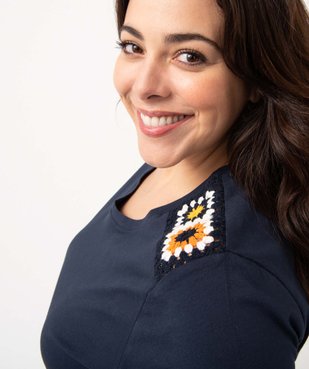 Tee-shirt femme grande taille avec épaules en crochet granny vue2 - GEMO (G TAILLE) - GEMO