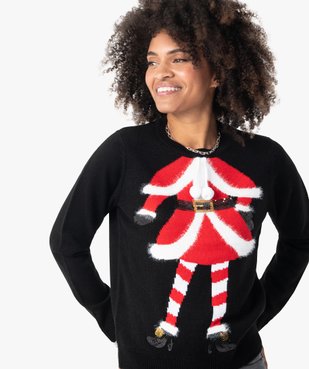 Pull de Noël femme avec motif mère Noël vue2 - GEMO(FEMME PAP) - GEMO