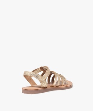 Sandales fille en cuir uni à fines brides et avec scratch vue5 - TANEO - GEMO