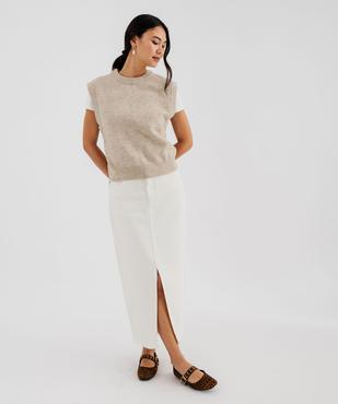Jupe en jean longue fendue extensible femme vue4 - GEMO 4G FEMME - GEMO