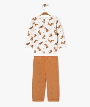 Pyjama en velours 2 pièces motifs chiens bébé garçon vue3 - GEMO 4G BEBE - GEMO