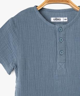 Ensemble 2 pièces en gaze de coton bébé garçon short + tee-shirt vue3 - GEMO(BEBE DEBT) - GEMO