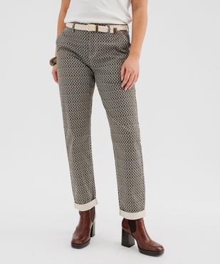Pantalon carotte imprimé en coton stretch femme vue1 - GEMO(FEMME PAP) - GEMO