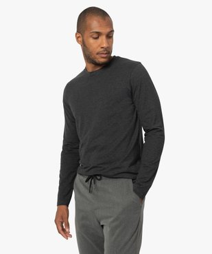 Tee-shirt homme à manches longues et col rond coupe slim vue1 - GEMO 4G HOMME - GEMO