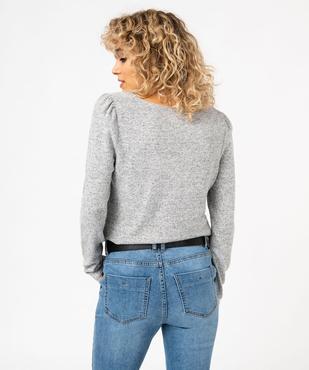 Tee-shirt à manches longues en maille avec col dentelle femme vue3 - GEMO(FEMME PAP) - GEMO