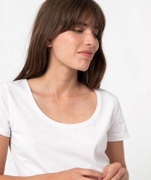 Tee-shirt femme uni à col rond et manches courtes vue2 - GEMO(FEMME PAP) - GEMO