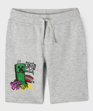Bermuda en maille avec motifs graffitis garçon - Minecraft vue6 - MINECRAFT - GEMO