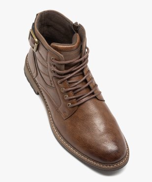 Boots homme unies dessus grainé avec boucle fantaisie et à zip vue5 - GEMO (CASUAL) - GEMO