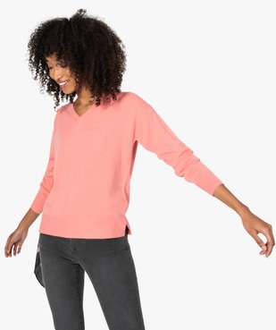 Pull femme à col V en maille ultra douce vue1 - GEMO (MAILLE) - GEMO