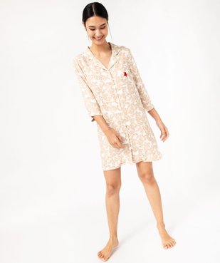 Chemise de nuit liquette imprimée à manches 3/4 femme - LuluCastagnette vue1 - LULUCASTAGNETTE - GEMO