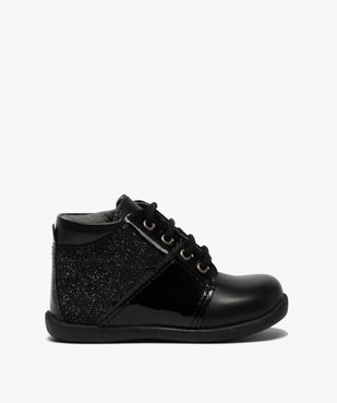 Chaussures premiers pas bébé fille en cuir détails brillants vue1 - GEMO(BEBE DEBT) - GEMO