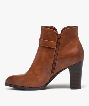 Boots femme unies à talon haut carré avec bride à boucle vue3 - GEMO(URBAIN) - GEMO