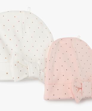 Bonnets de naissance bébé fille en coton (lot de 2) vue2 - GEMO(BB COUCHE) - GEMO