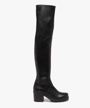 Bottes femme cuissardes unies à talon carré et semelle crantée vue1 - GEMO(URBAIN) - GEMO