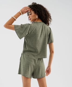Blouse manches courtes en viscose fluide imprimée femme vue3 - GEMO 4G FEMME - GEMO