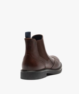 Boots homme unies dessus cuir à bout golf – Tanéo vue4 - TANEO - GEMO