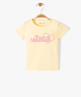 Tee-shirt bébé fille avec manches courtes et message pailleté vue1 - GEMO(BEBE DEBT) - GEMO