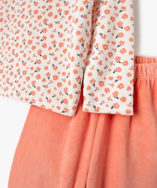 Pyjama fille en velours à motifs fleuris vue2 - GEMO (ENFANT) - GEMO