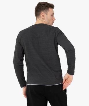 Tee-shirt homme à manches longues avec finitions contrastantes vue3 - GEMO (HOMME) - GEMO