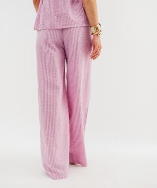 Pantalon ample en coton gaufré avec taille élastique femme vue3 - GEMO(FEMME PAP) - GEMO