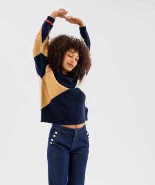 Pull tricolore à motifs géométriques femme - LuluCastagnette vue2 - LULUCASTAGNETTE - GEMO