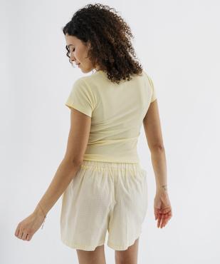 Haut de pyjama en maille côtelée femme vue3 - GEMO 4G FEMME - GEMO