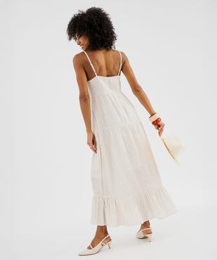 Robe longue à bretelles en gaze de coton rayé femme vue3 - GEMO(FEMME PAP) - GEMO