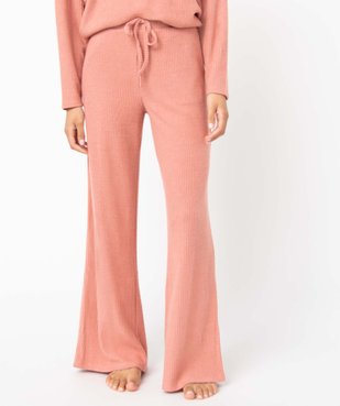 Bas de pyjama femme large en maille côtelée extra douce vue1 - GEMO(HOMWR FEM) - GEMO