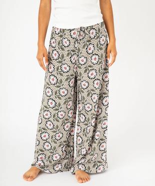 Bas de pyjama large imprimé en viscose femme vue2 - GEMO 4G FEMME - GEMO