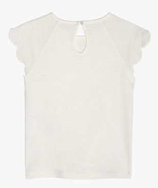 Tee-shirt fille avec épaules en broderie anglaise et bas à nouer vue4 - GEMO 4G FILLE - GEMO