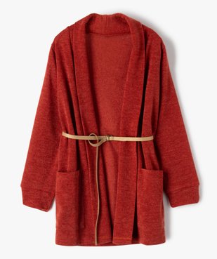 Gilet fille porté ouvert avec col châle et ceinture pailletée vue1 - GEMO (ENFANT) - GEMO