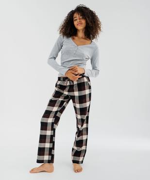 Haut de pyjama à manches longues en maille côtelée femme vue8 - GEMO(HOMWR FEM) - GEMO